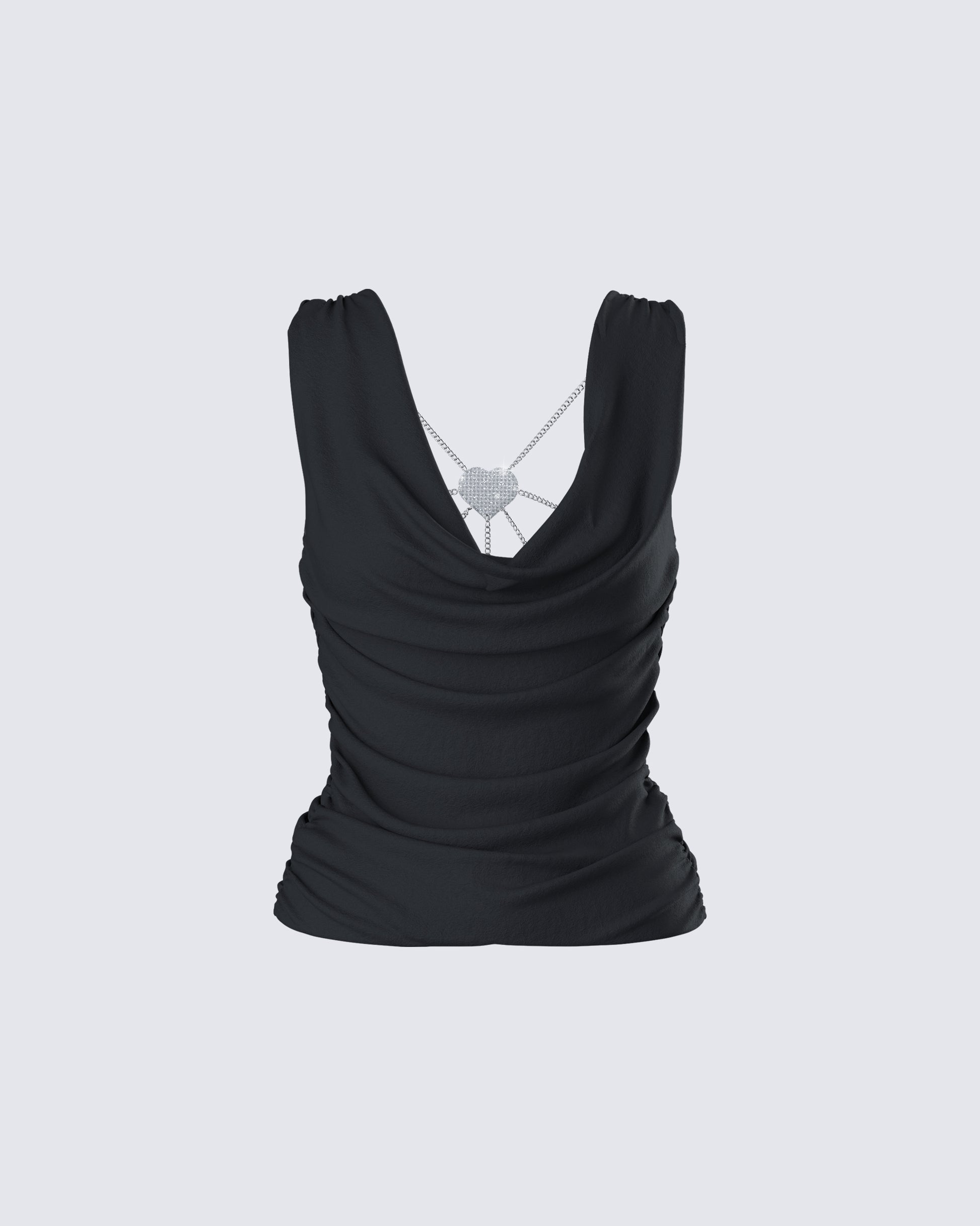Mavi Black Chain Trim Cowl Top product front