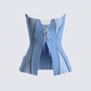 Liori Strapless Blue Denim Top 3d product front