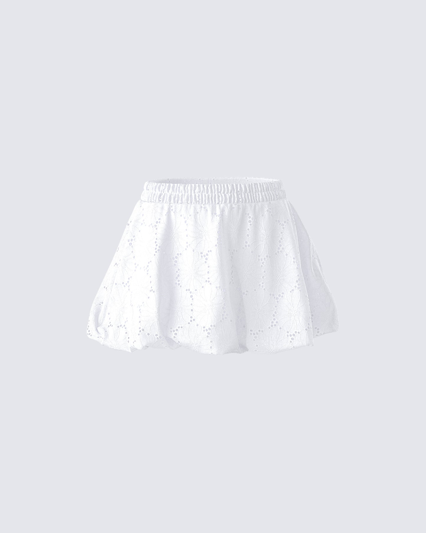 Hedi White Eyelet Bubble Mini Skirt product front
