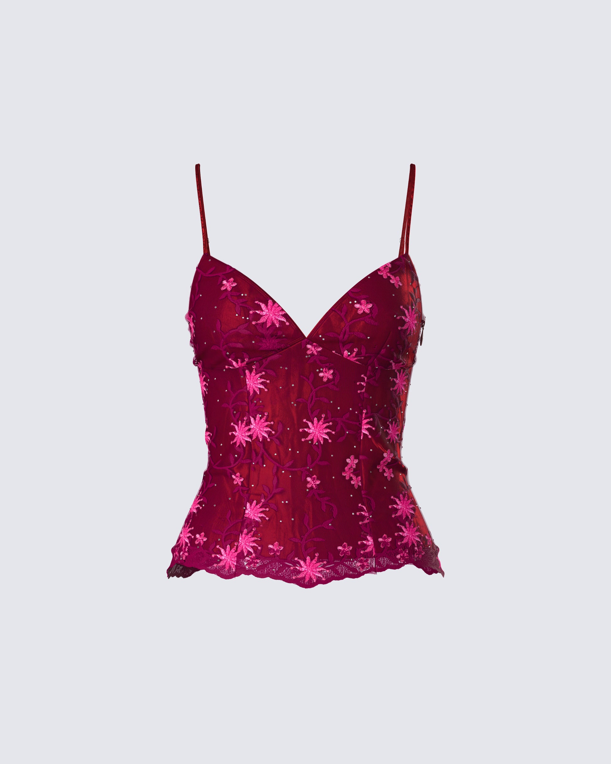 Macy Pink Lace Cami Top product front