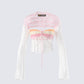 Vanessa Pink Sequin Knit Top 3d product front