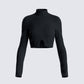 Travis Black Sweater Knit Top product front