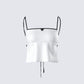Georgia Ivory Satin Backless Top 3d product front