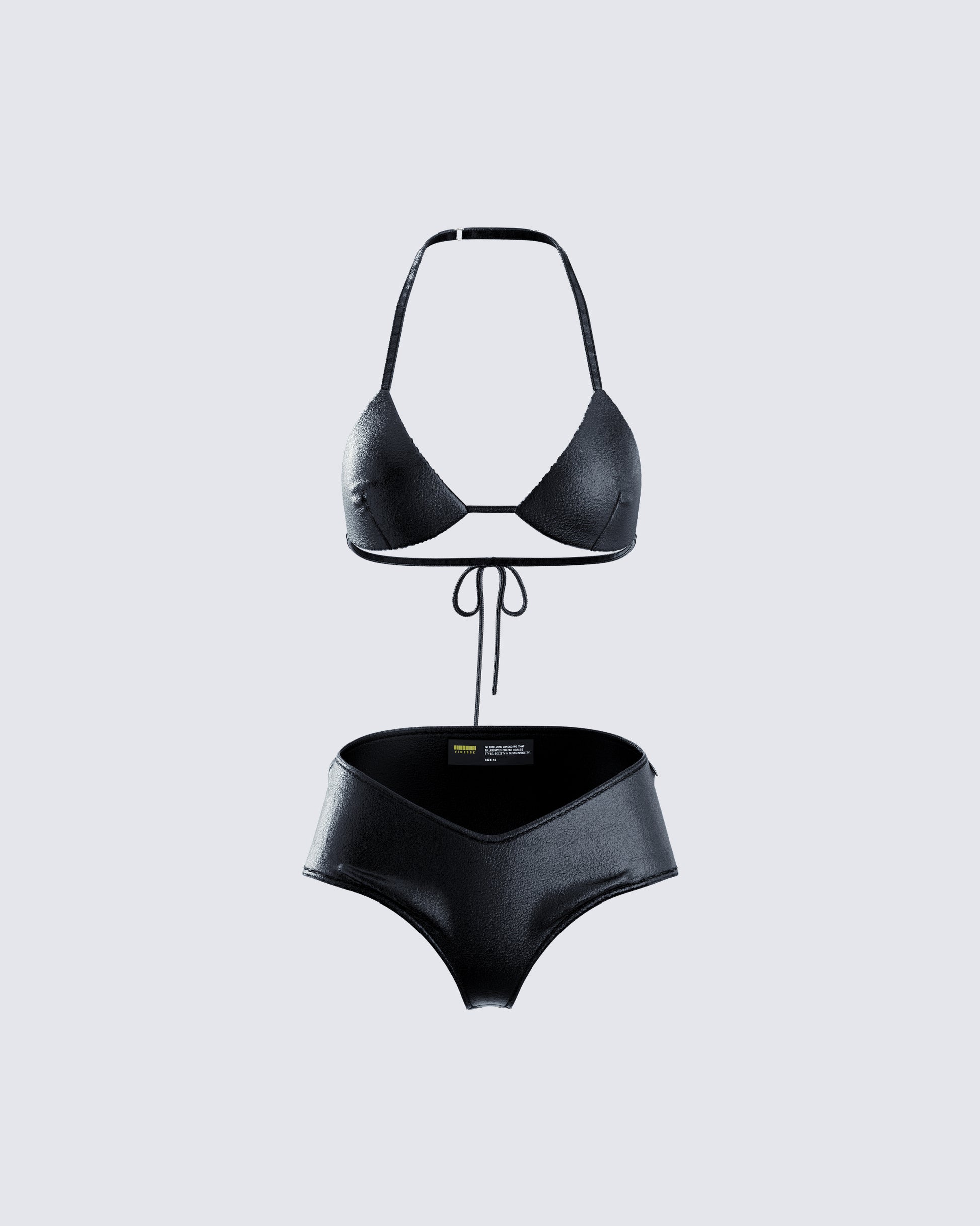 Zaria Vegan Leather Bikini Set 3d product front