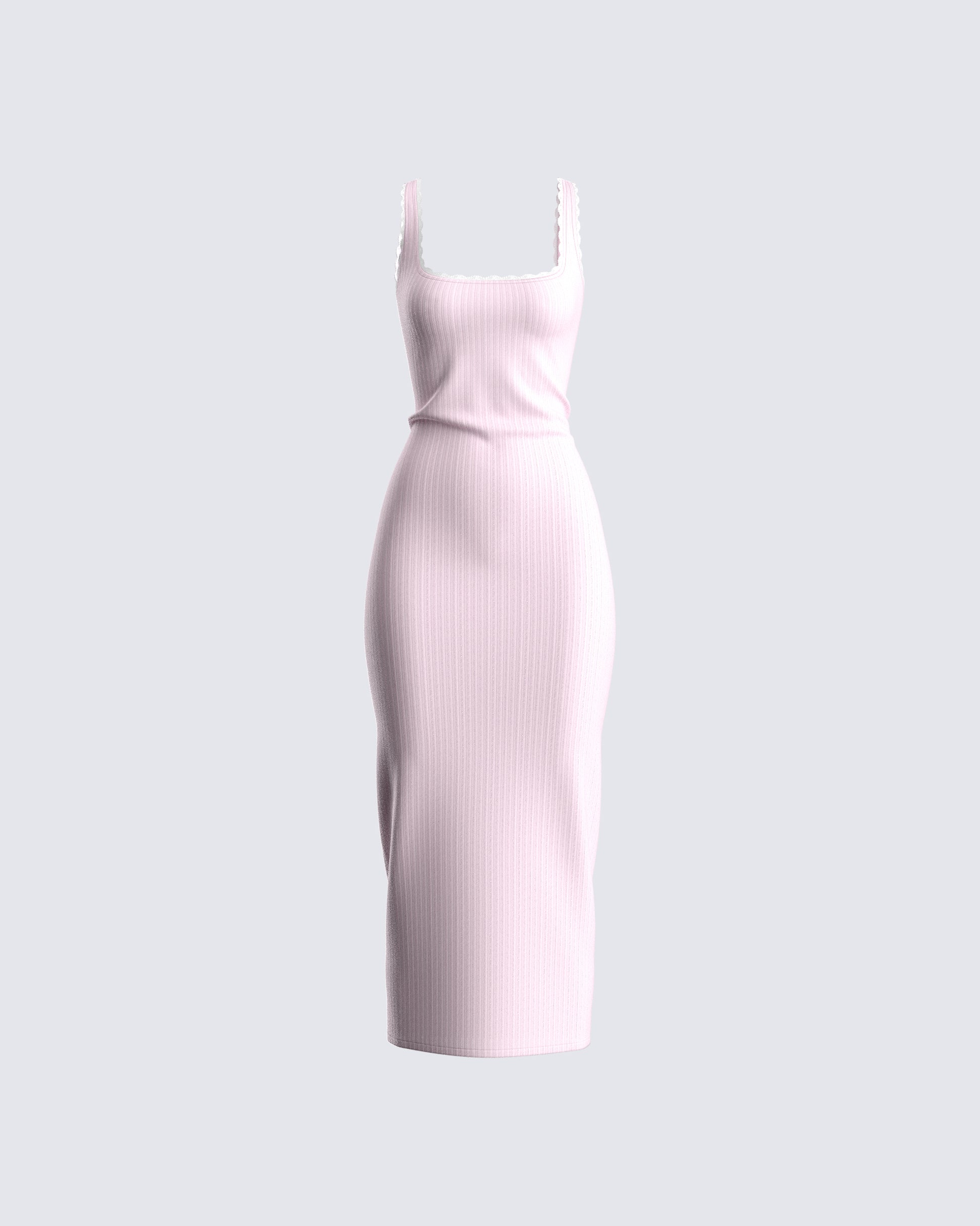 Rai Pink Rib Knit Midi Dress 3d product front
