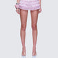 Love Hand Beaded Rhinestone Pink Ruffle Short model front