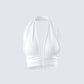 Iyanu Ivory Jersey Halter Top 3d product front