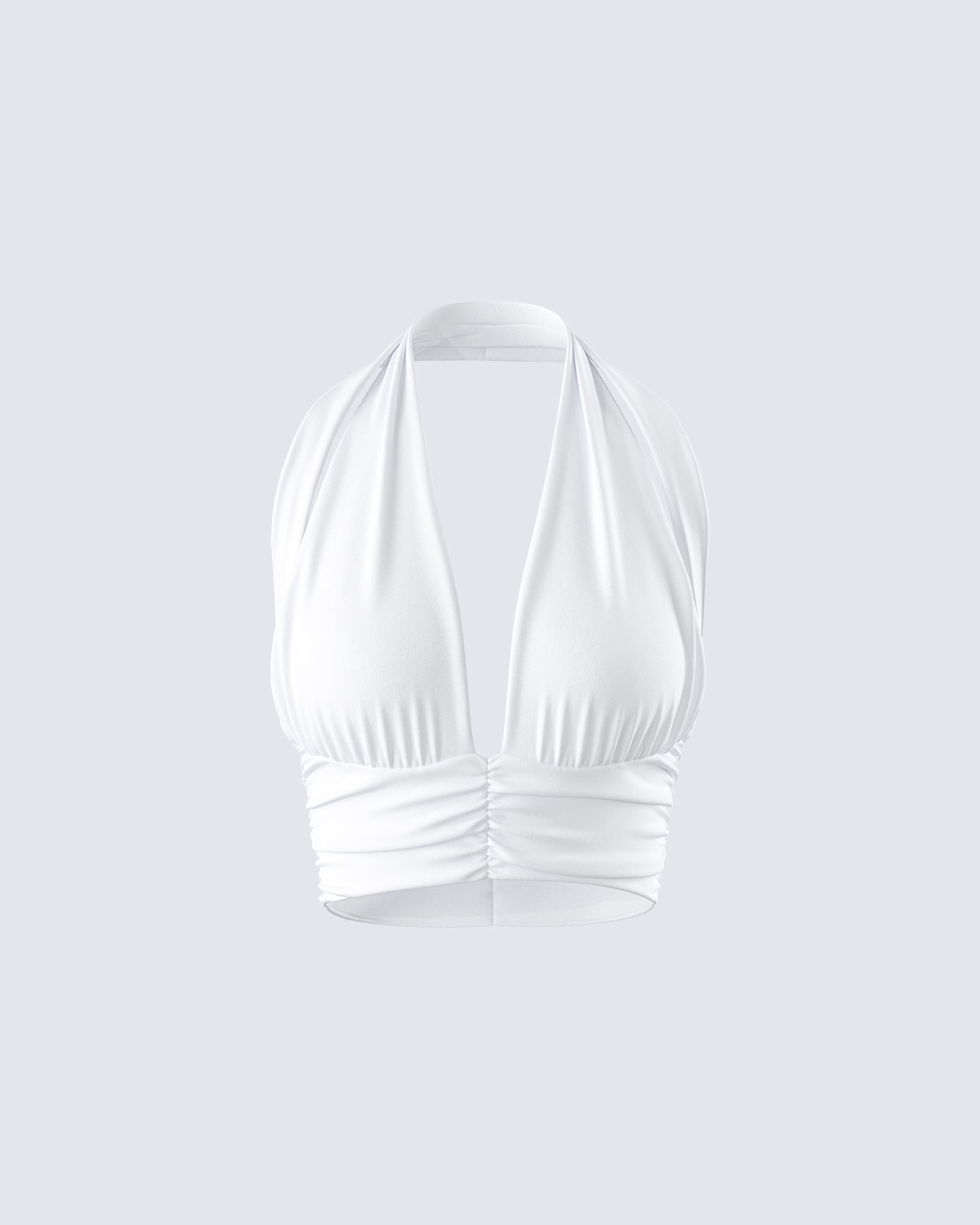 Iyanu Ivory Jersey Halter Top 3d product front