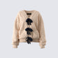 Andra Beige Bubble Knit Cardigan product front