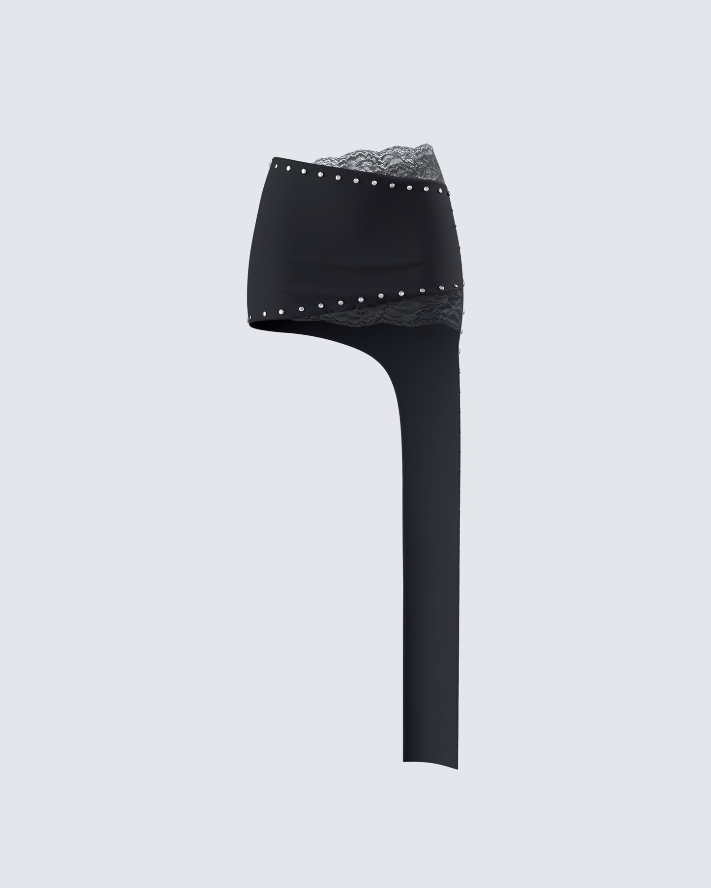Cia Black Asymmetrical Lace Micro Mini Skirt product front