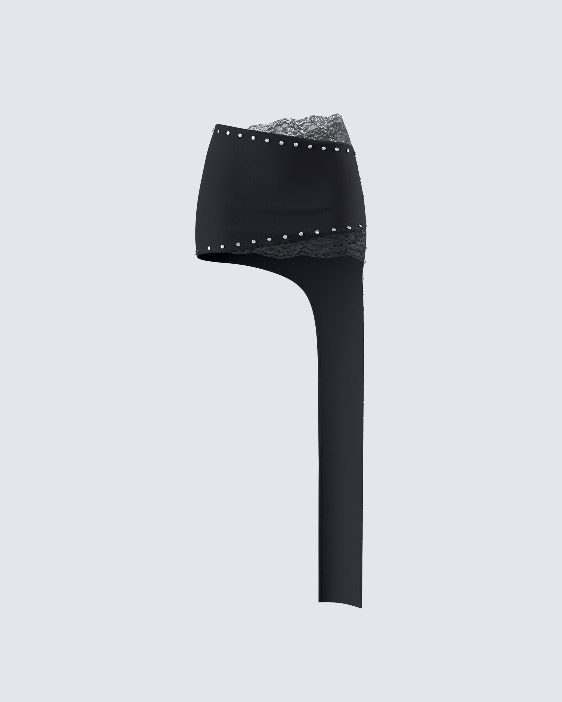 Cia Black Asymmetrical Lace Micro Mini Skirt product front