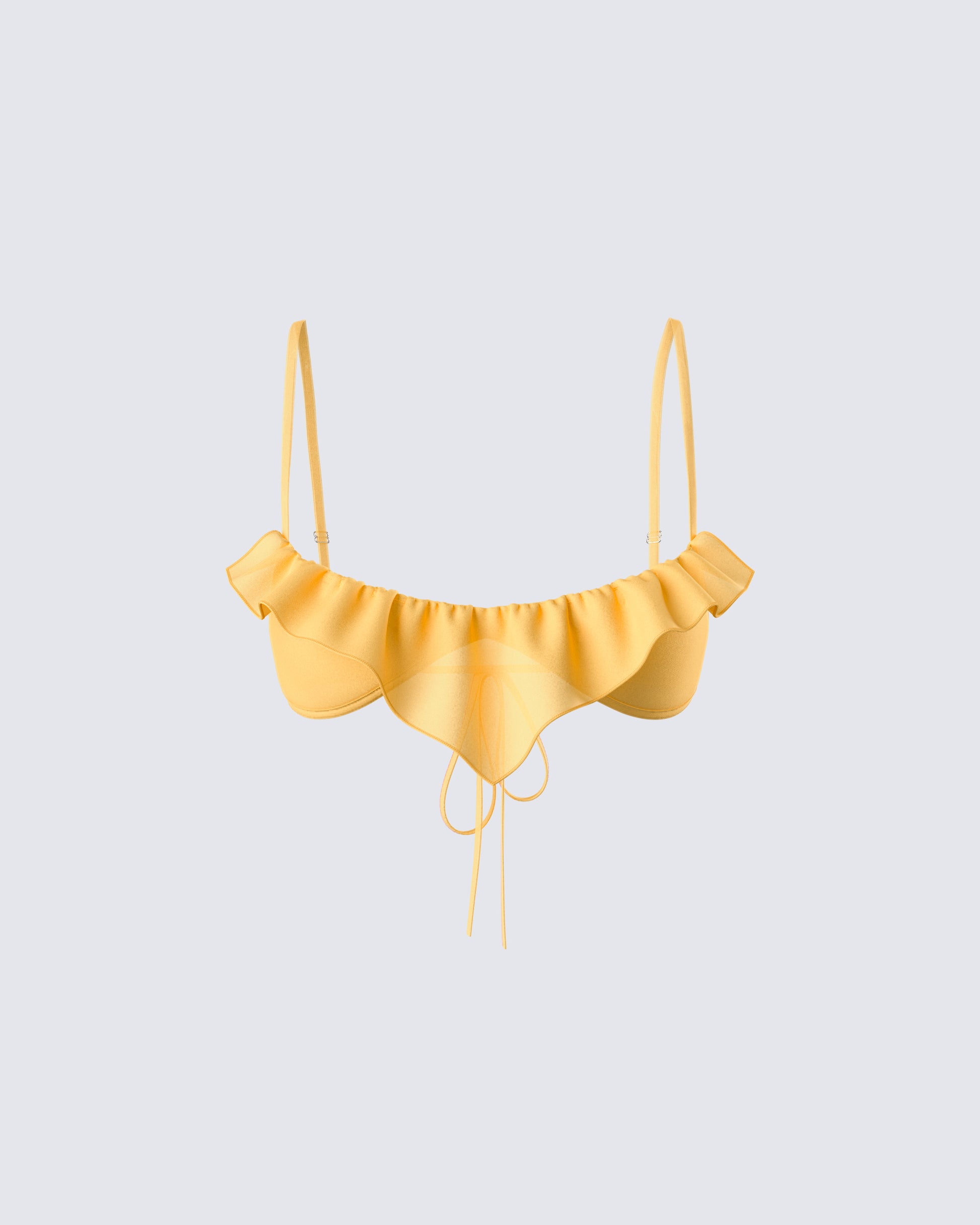 Lyra Yellow Ruffle Cropped Top 3d product front