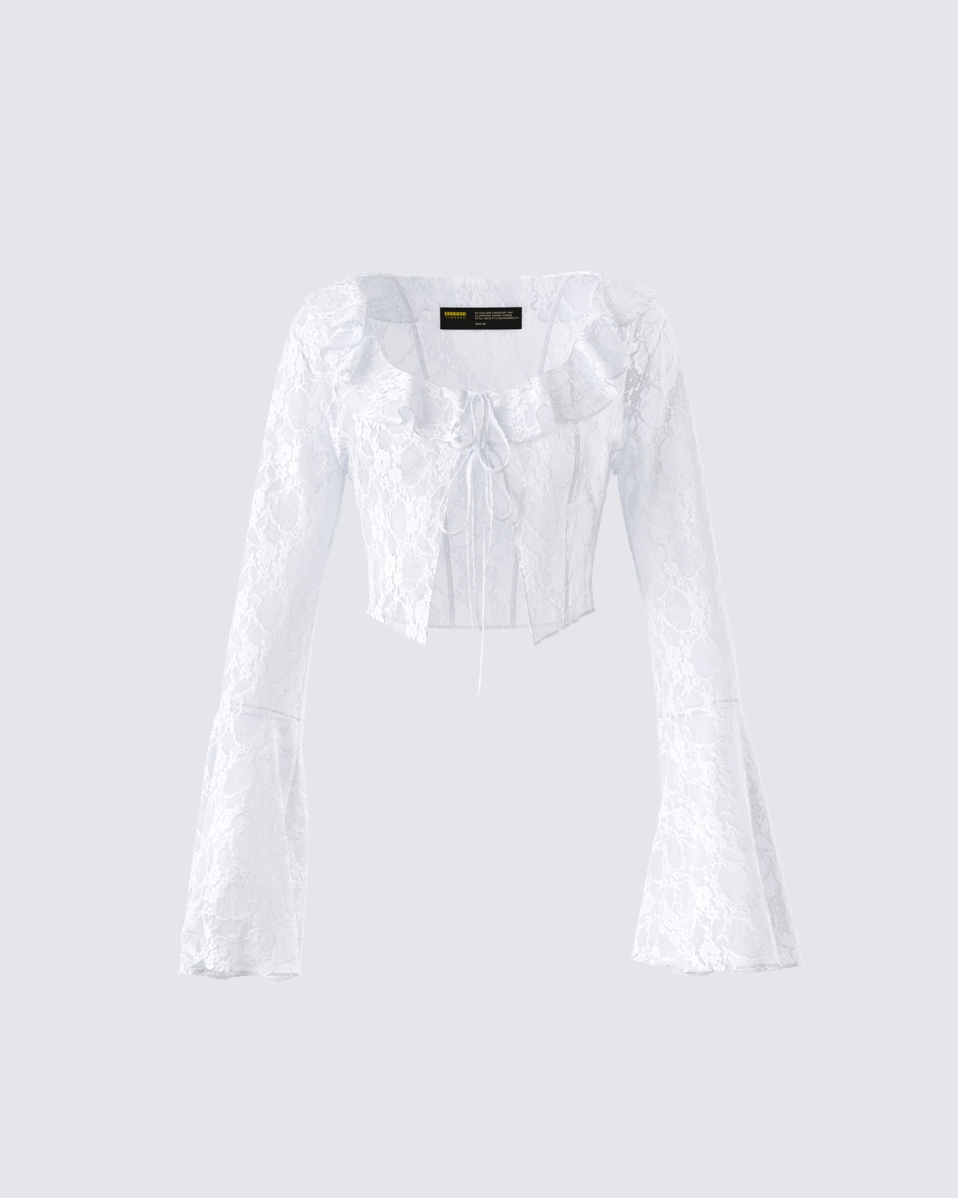 Juliet White Lace Ruffle Top 3d product front
