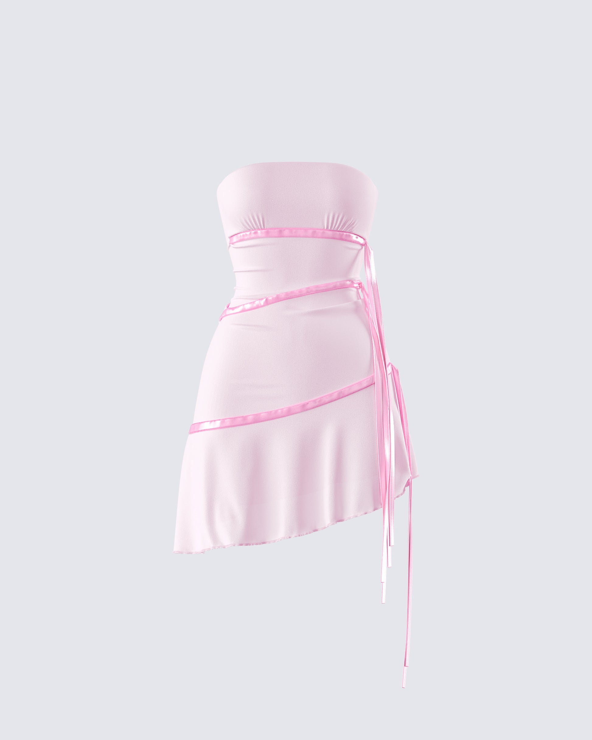Ilona Pink Jersey Satin Tie Top 3d product front