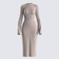 Rejina Taupe Wide Rib Midi Dress product front