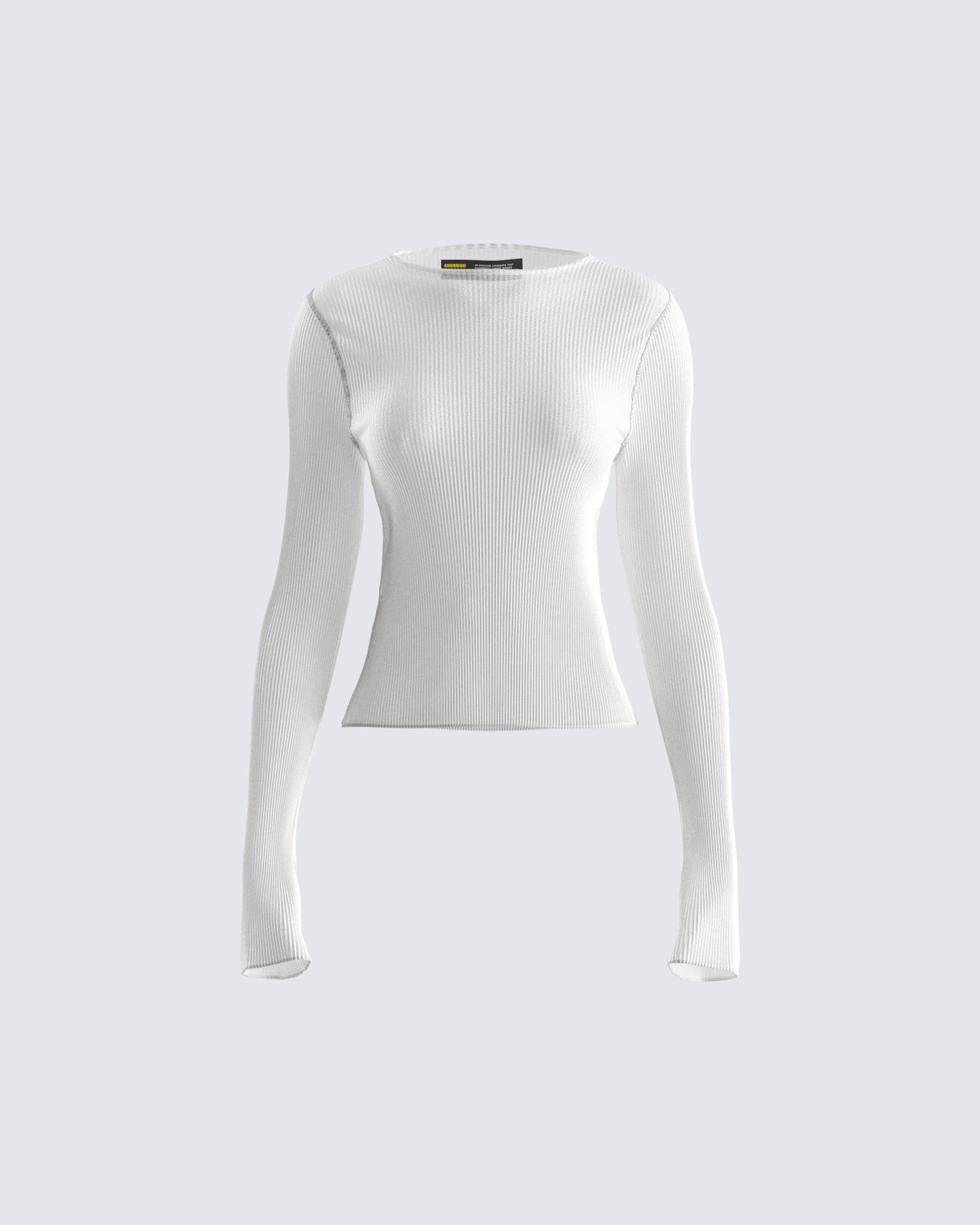 Emil White Plisse Long Sleeve Top product front