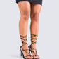 Naya Black Sequin Lace Up Heels