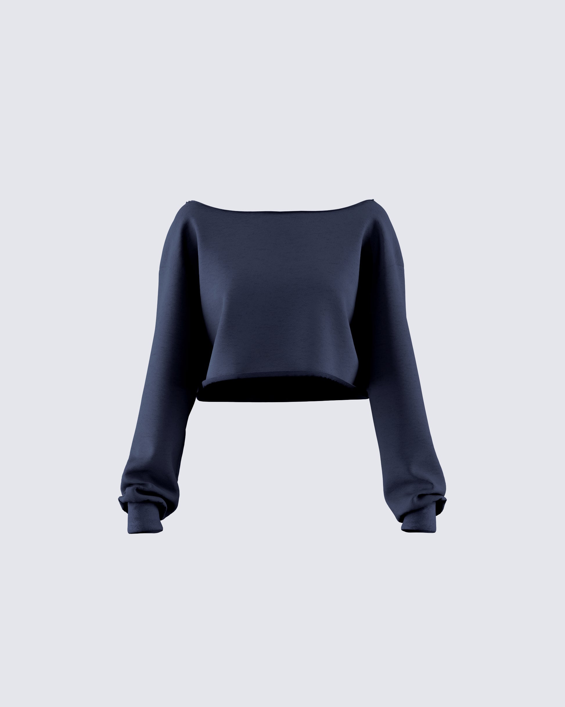 Cory Navy Long Sleeve Crop Top product front