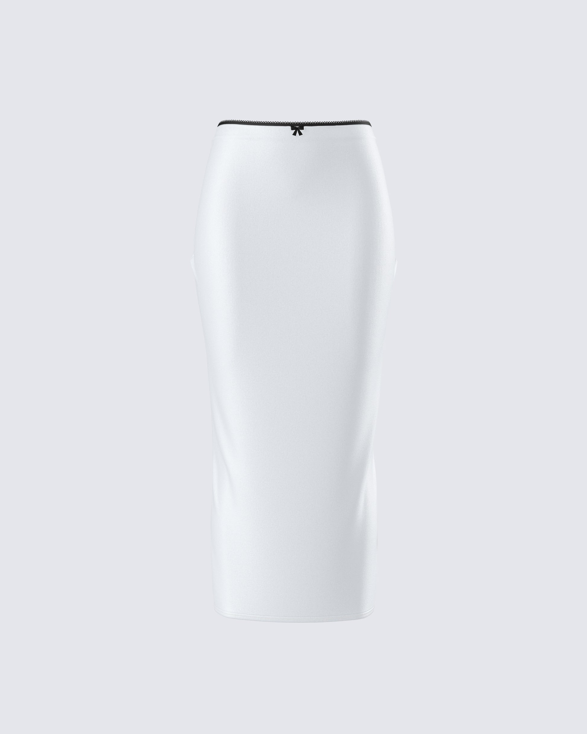 Georgia Ivory Satin Midi Skirt 3d product front