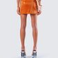 Alyah Orange Rhinestone Micro Mini Skirt