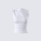 Norah Light Grey Pleated Top