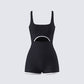 Kaede Black Contrast Binding Onesie product front