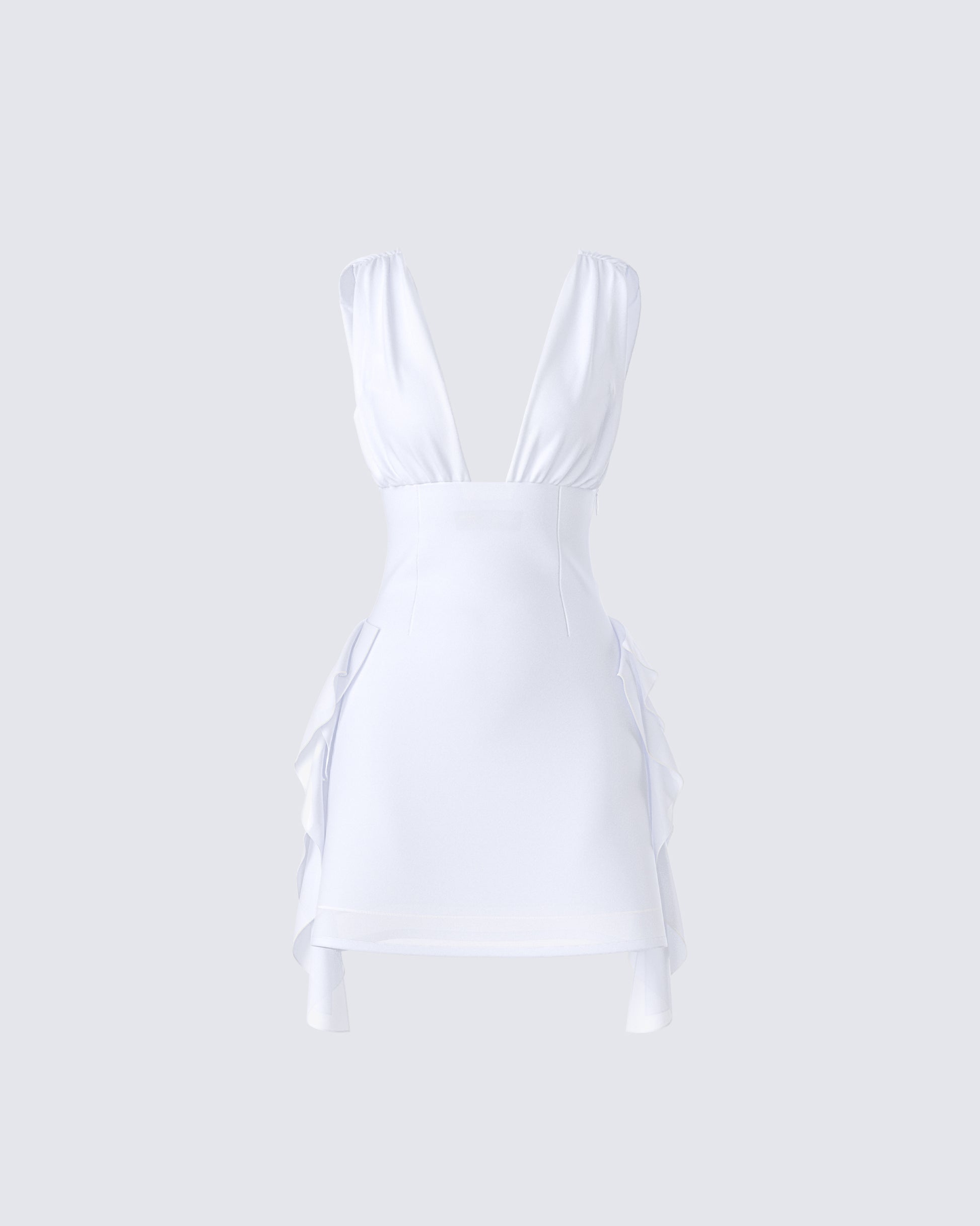 Enzo White Chiffon Mini Dress 3d product front