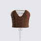 Bette Brown Lace Up Top 3d product front
