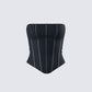 Tina Black Mesh Corset Top 3d product front