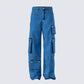 Agnetha Blue Denim Cargo Pant product front