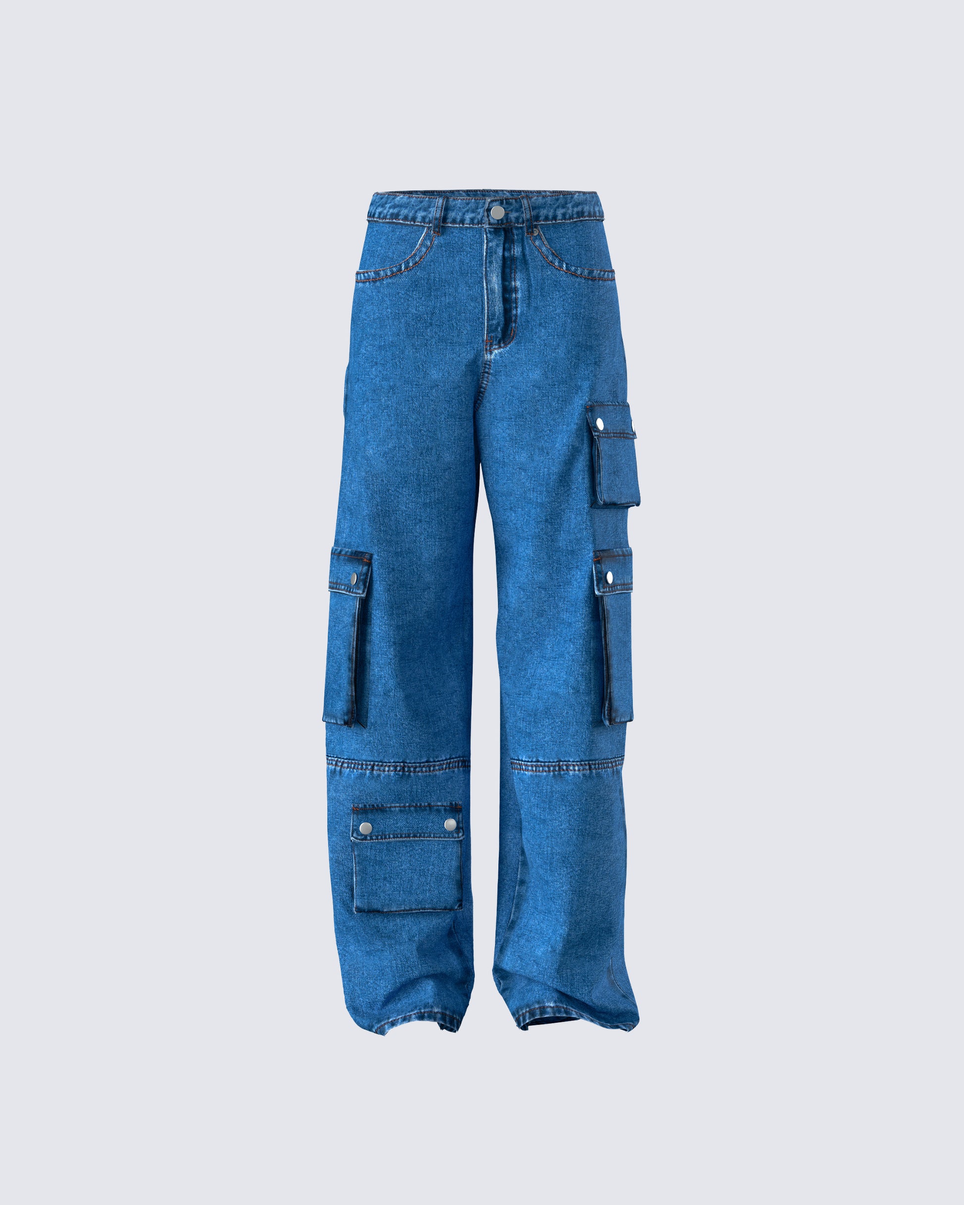 Agnetha Blue Denim Cargo Pant product front