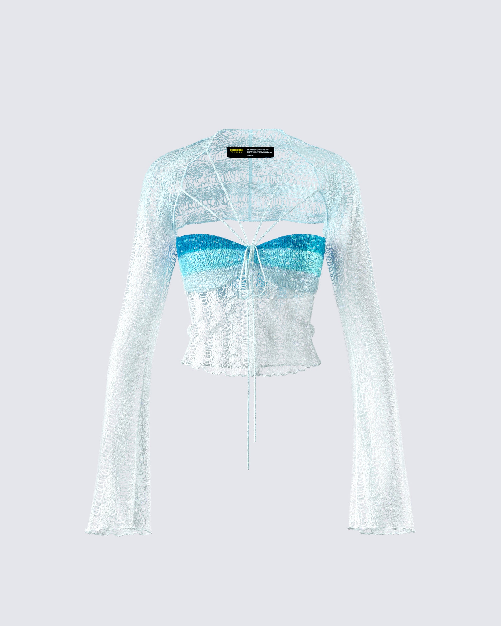 Vanessa Turquoise Sequin Knit Top product front