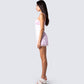Ren Pink Satin Lace Mini Dress