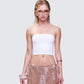 Reese White Jersey Strapless Top model front