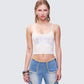 Soleia Ivory Rhinestone Slogan Cami Top model front