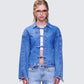Freesia Blue Bow Tied Denim Shirt Jacket model front