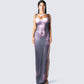 Kala Maroon Body Print Midi Dress model front