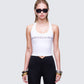 Setareh White Graphic Tank Top model front