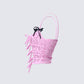 Halsey Pink Lace Tie Front Top