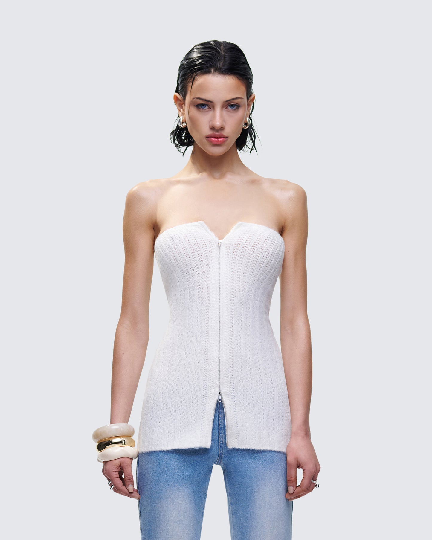 Kinsey Ivory Sweater Knit Tube Top model front
