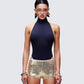 Salem Black Jersey Halter Bodysuit