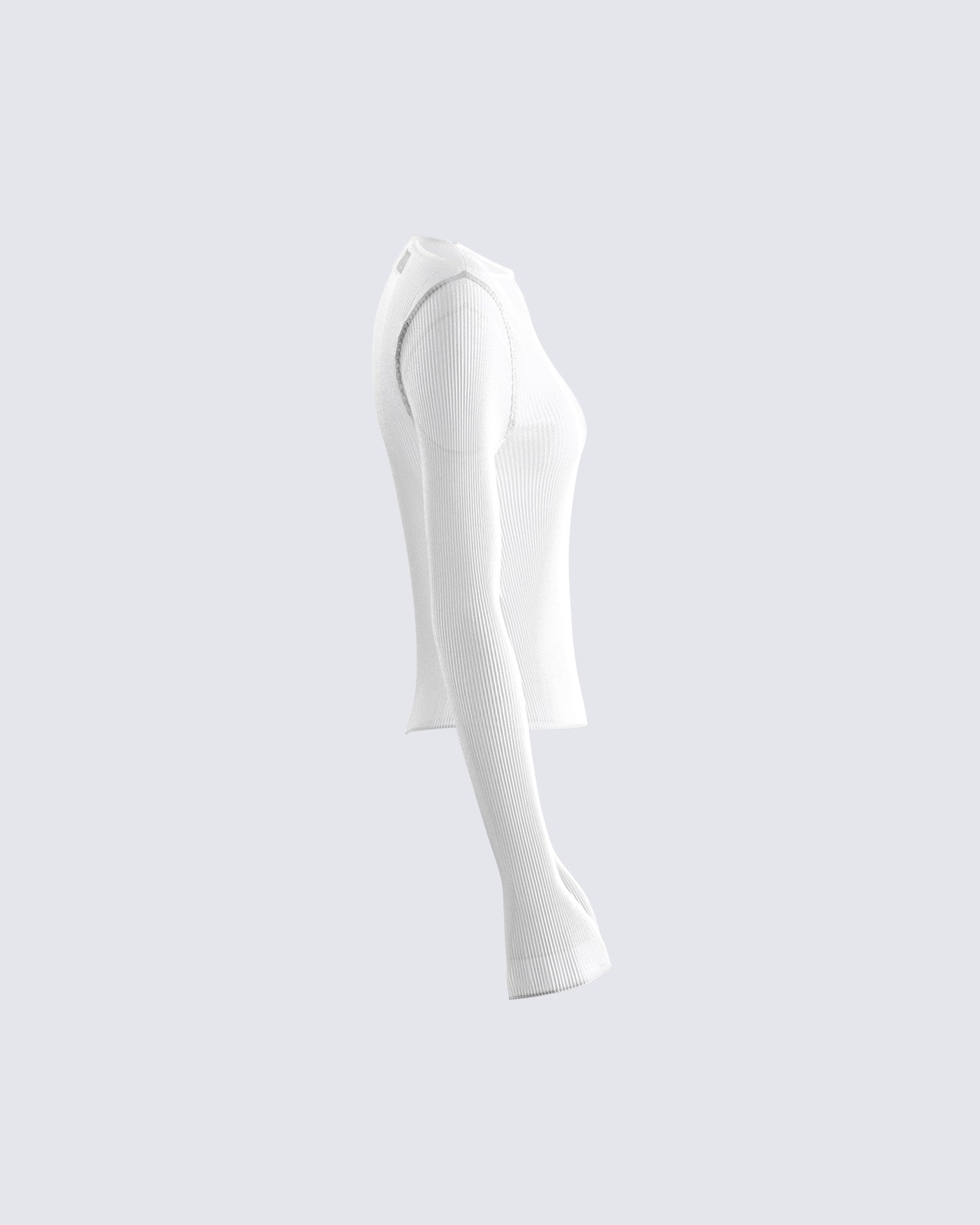 Emil White Plisse Long Sleeve Top