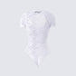 Romona White Lace Cut Out Bodysuit