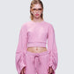 Una Pink Stacked Sleeve Sweatshirt model front