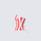 Risa Red Stripe Bustier Top