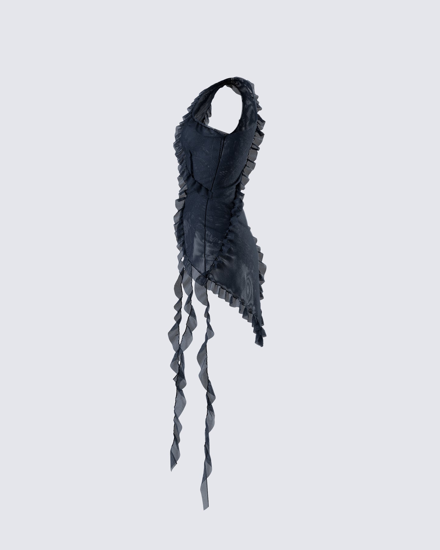 Ekaterina Black Mesh Ruffle Top