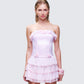 Maris Pink Satin Corset Top model front