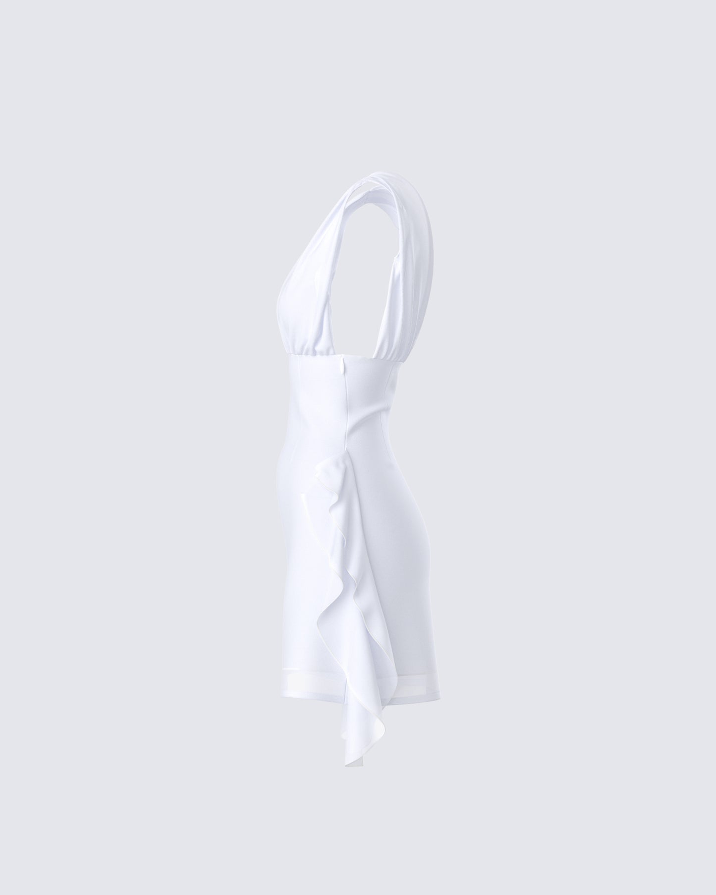 Enzo White Chiffon Mini Dress