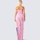 Blanche Pink Mesh Ruffle Dress
