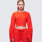 Una Red Stacked Sleeve Sweatshirt model front